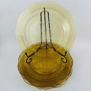 Federal Glass Patrician Amber (6) Luncheon Plate, Amber Depression Glass VTG